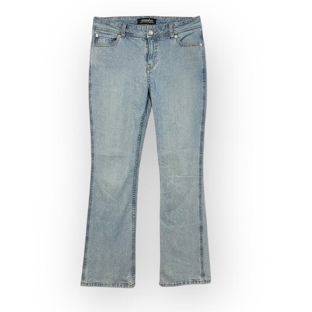 London Jean Women's Light Wash Flare Leg Mid-Rise 31.5" Inseam Denim Jeans SZ 8